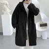 Men's Trench Coats Fashion Hong Kong Zipper Jacket Long Coat Men High Quality Slim Fit Solid Color Youth Men's Size PlusMen's