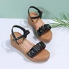 Sandalen Niedlich Weiß Für Frauen Solide Damen Farbe Plattform Lässig Offene Schnalle Plissee Zehe Keil Mode Damen 9Sandalen