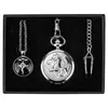 Pocket Watches Retro Nostalgic Quartz Watch Set Personligt halsband med Slim Chain Fashionable Clock Sets presentförpackning Unik presentpocket