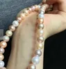 Chaînes Magnifique collier de perles multicolores rondes de la mer du Sud de 9 à 10 mm Chaînes de 18 pouces