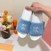 Designer Women's Towel Slippers 2022 Spring and Summer New Plush Striped Non-slip Home Scuffs Open Toe Couple Shoes