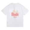 8kk1 2022 Fashion American Street Brand Rhude kortärmade t-shirts Los Angeles Pullover för män och kvinnor Trend Bottoming Fat Guy Lös Te In0v