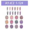 Polvere glitter per accessori artistici per decorazioni per unghie che fanno immersione in polvere UV additivo additivo AB 12 Colori Scolorimento lucido