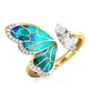 Cluster Ringe Schmetterling für Frauen 2022 Schmuck Tropf Öl Emaille Kristalle Aussage Fingerring Weibliche AnelCluster