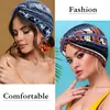 Bohemian Turban Hat for Women Soft Pre Tied Knot Fashion Print Pleated Hijabs Bonnet Beanie Headwrap Sleep Caps