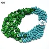 Colares de pingentes jóias guaiiguai 3 fileiras de linhas verdes coral azul azul azul turquesa de gemas reais de colar de casca de flores de flores artesanal para mulheres