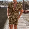 Летние модные мужские комплекты Уличная одежда Рубашка с короткими рукавами с леопардовым принтом и лацканами Пляжные шорты Гавайские костюмы 2 шт. INCERUN 5XL 220617