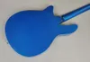 مصنع مخصص شبه معادن جوفاء جيتار باس الأزرق الأزرق مع الذهب pickguard Rosewood Fingerboard White Pearl Fret عرض مخصص