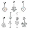 Heart Butterfly Flower Belly Button Rings 14g Dangle Crystal Zircon Navel Piercing Ombligo Oreja Both Sides Screwed Body Jewelry