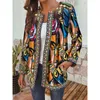 ELSVIOS Autumn Winter Fashion Loose Women Folk-custom Print Jacket Coats Casual Retro Long Sleeves Coats Elegant Cardigan Coats 220815