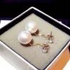 Dangle & Chandelier Korean Zircon Pearl Earrings For Women Delicate Front And Back Design Jewelry Brincos WholesaleDangle