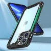 Cadre en alliage d'aluminium pare-chocs souple en silicone étuis rigides transparents de qualité militaire housse de protection résistante aux chocs pour iPhone 13 12 11 Pro Max XR XS Max 6 7 8 Plus