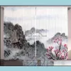 Asiático cortinas tradicional pintura pintura paisagem sakura cereja árvore nublado montanhas quarto quarto janela drapeada entrega 20