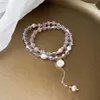 Urok bransoletki różowe fioletowe symulowane opal kryształ naturalne perły słodkowodne okrągłe frędzane koraliki kobiety biżuteria moda YBR711Charm Inte22