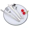 NYA 4 PCS PORTABLE Chopsticks Fork Spoon Knife Travel Cutery Set Eating Tool Product Säljer Hushåll Standby -45 Y220530