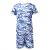 Running Sets Guilles Boys Unisexe Summer SUPPRESSABLE SUIGNANT CAMOUFLAGE CAMOUFLAGE IMPRESSION T-SHIRT ET SORTISS