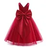 Vestido de noiva de garotas Party Princesa para meninas de Natal lantejoulas Bowknot Fantas Crianças Pageant Long Robe 5-14 anos G220518