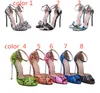 Designer-Plus Size 35 a 40 41 42 Glitter Silver Heels Open Toe Stiletto Heels Prom sapatos sapatos de casamento Veja com caixa
