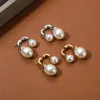 Ins Wind Front And Rear Size Pearl Earrings Stud S925 Silver Needle Trend All-Match Fashion 18K Gold Women's Jewelry Gift Accessories