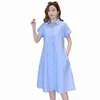 Vêtements de maternité Robe Robes d'allaitement Allaitement d'été à manches courtes Revers Robe de maternité Vêtements de grossesse coréens G220309