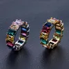 Cluster Rings Multicolor Cubic Zirconia Ring For Men Women Gold Silver Color Round Finger Hip Hop Rapper 2022 Fashion Jewelry GiftCluster