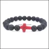 Bracelets de charme joias lava negra natural bracelete cruzada aromaterapia diy difusor de óleo essencial para homens homens entrega 2021 j3c