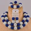 Orecchini Collana Set di gioielli africani blu reale e giallo Costume di perline nigeriane FZZ94Orecchini OrecchiniOrecchini