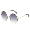 Sunglasses 2022 Rimless Women Trimmed Female Flower Color Ocean Lens Glasses UV400