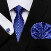 Mens Tie Skinny Blue Palid Silk Classic Jacquard Woven Extra Long Hanky Cufflink Set For Men Formal Wedding Party