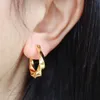 Hoop Huggie Real 18K Gold Drop Earrings vrouw Twisted Elliptical Earring Au750 Minimalize ontwerp Fijne sieraden Luxe bruiloft Gifthoop Kirs