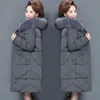 Women's Trench Coats Women Colorful Fur Collar Long Winter Jacket Hooded Down Cotton Coat Thick Warm Padded Wadded Parkas XL-6XL W2233Women'