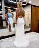 Aso Ebi 2022 arabe grande taille blanc sirène sexy robes de bal dentelle perlée dos nu soirée formelle deuxième réception anniversaire robes de fiançailles robe ZJ577