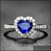 Bandringen sieraden mode sieraden sier-vergulde koningsblauw hartvormige saffier ring gekleurde edelsteen ring drop levering 2021 1LZWA