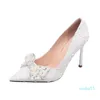 Dress Shoes Ladies Sexy Stiletto Heel Pearl Wedding Bride Thin High Heels White Pumps Women Pointed Toe Party