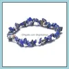 Beaded Strands Bracelets Jewelry Natural Stone Healing Crystal Beads Bracelet Strand Sodalite Chip Gemstone Stretch Chakra Dhga2