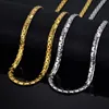 Łańcuchy Upuść łańcuch hip -hopowy 6 mm złoty kolor Naszyjnik ze stali nierdzewnej męski płaski pudełko płaskie połączenie damskie męskie 20 „23” 26 ”łańcuchy