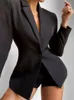 Kvinnors kostymer Blazers Women Office V Neck Tv￥ stycke Formell kostymknapp L￥ng ￤rm och blixtl￥s Shorts Set Print kvinnlig avslappnad h￶g midjeupps￤ttningar 220913