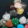 Mix Color Heart Natural Stone Pendants with Sand Stone Turquoise Quartz Malachite Red for Jewelry Necklace DIY Making ys222