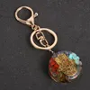 Chaves de pedacinho de pedra natural Casculo 7 Chakra Tree of Life Orgone Pingente étnico Cura étnica Resina Cristal Chave AccessoriesKeychains Emel22