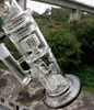 Pipas de agua Bong de vidrio negro de 16 pulgadas con accesorios de tazón Reciclador de agua de múltiples orificios Filtros Tubos para fumar Perc de neumáticos con junta hembra de 14 mm