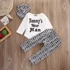 Kleidungssets Niedliche Kleidung für geborene Babys Schöne Mamas Mann Schnurrbart-Druck Body Tops Lange Hosen Hut 3-teiliges Set 0-18MKleidung