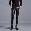 Pantalones para hombres chaqueta de cuero para hombres 2022 28-37 locomotora de talla grande a prueba de agua a prueba de aceite blanco/negros sólidos