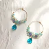Hoop & Huggie Lii Ji Tanzanite Amazonite Aquamarine Apatite Austrian Crystal 14K Gold Filled Earrings Handmade Jewelry For Women GiftHoop Od