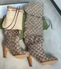 Diz Çizmeler Üzerinden Kadınlar Tasarımcı Boot Moda Savaş Boot Tuval Fermuar Ayarlanabilir Sapanlar Rahat Ayakkabılar Topuk Ayak Bileği Boot Büyük Boy Kutusu Ile 317