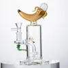 7 Zoll beliebte Wasserpfeifen Bananen-Ananas-Pfirsich-Form Glasbongs Gerades Rohr Duschkopf Perc Oil Dab Rigs 14mm Gelenkwasserpfeifen mit Schüssel Schiff auf dem Seeweg