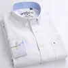 Camicia da uomo casual in Oxford tinta unita taglie forti Camicia a maniche lunghe con taschino singolo a maniche lunghe Camicie spesse abbottonate 220323