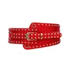 Belts Idopy For Women Punk Style Female Belt Cummerbund Studded Wide Irregular Pin Buckle BeltBelts