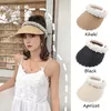 Chapeaux à large bord été femmes mode perle visières vides plage paille Protection solaire casquette femme Gorros avec décoration PearlWide