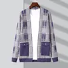 Men's Sweaters Plaid Japanese Autum Winter Brand Fashion Knit Street Wear Cardigan Men Sweater Casual Trendy Coats Jacket Men's Clothing