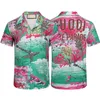 2022 Tennis Club Sommer Seide Hawaii Hemden Schläger Streifen Farbe Blockieren Kurzarm Männer Designer Strand Shirts M-3XL